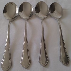 Paul Wirths 4 soup spoons glossy stainless steel